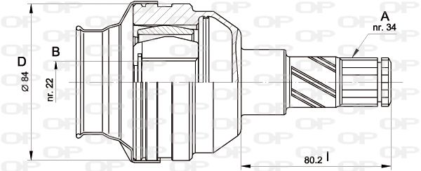 OPEN PARTS Шарнирный комплект, приводной вал CVJ5427.20